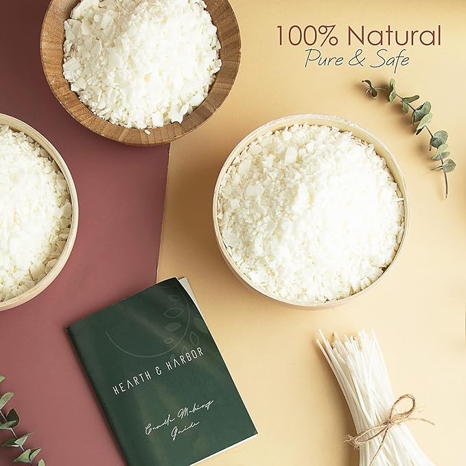 Hearth & Harbor Organic Soy Candle Wax for Candle Making, 25 lbs Natural Candles Making Supplies, Beeswax-Free, Paraffin-Free, Pure Soy Wax Flakes Perfect for Candles, Tealights and Melts