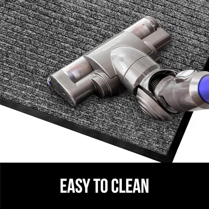 GORILLA GRIP Traffic Guard Door Mat, 59x24, Heavy Duty Welcome Mats, Commercial Office Space Doormat, Waterproof, Fade Resistant, Strong Rubber Backing, Low Profile, Shoe and Boot Scraper, Light Gray