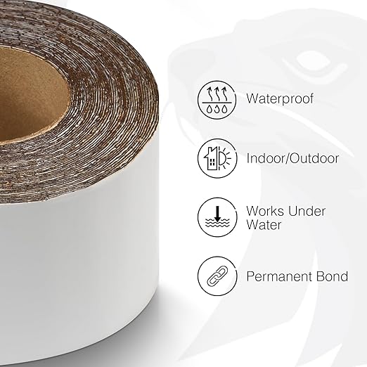 White RV Roof Sealant Tape, 8" x 25' Waterproof Repair Seal Tape – Extra Thick, UV-Resistant, Weatherproof Patch for Permanent Leak Sealing on RVs, Trailers, and Mobile Homes