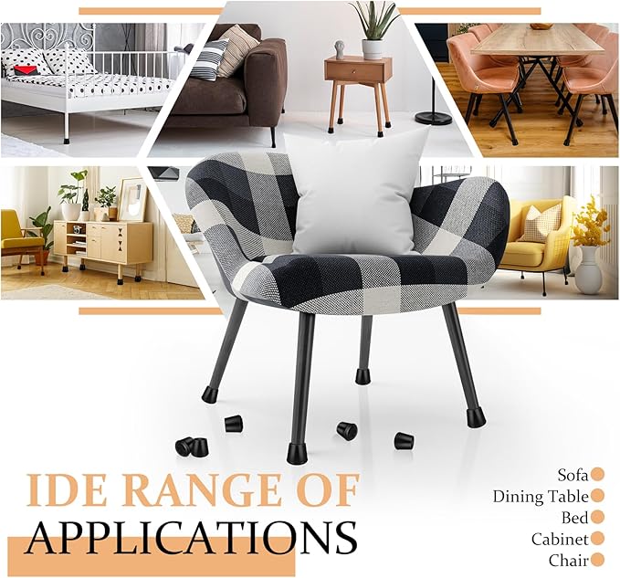 7/8" Round Rubber Chair Leg Tips Caps, Chair Leg Floor Protectors Furniture Legs Caps Non Slip Reduce Noise for Hardwood Floors (Black, 12 Pack)