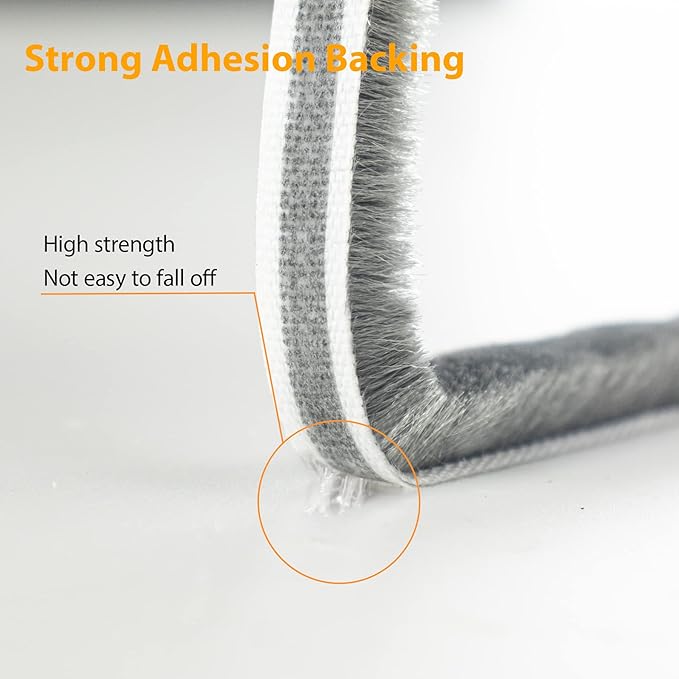 39.4FT Brush Weather Stripping, Neat Pile Self Adhesive Seal Strip for Windows and Door, Weatherstrip for Soundproofing, Windproof, Dustproof, Stronger Stickiness, 0.35'' Wide x 0.35'' Thick, Black
