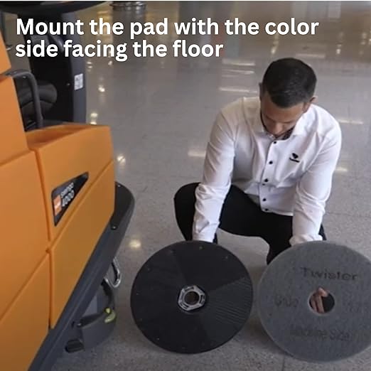 Diversey DD800430 TASKI Twister Intellipad Diamond Coated Floor Machine Cleaning Pad, Made in USA, Burnish to High Super Gloss Finish, Grey/Brown, 27-inch (Pack of 2)