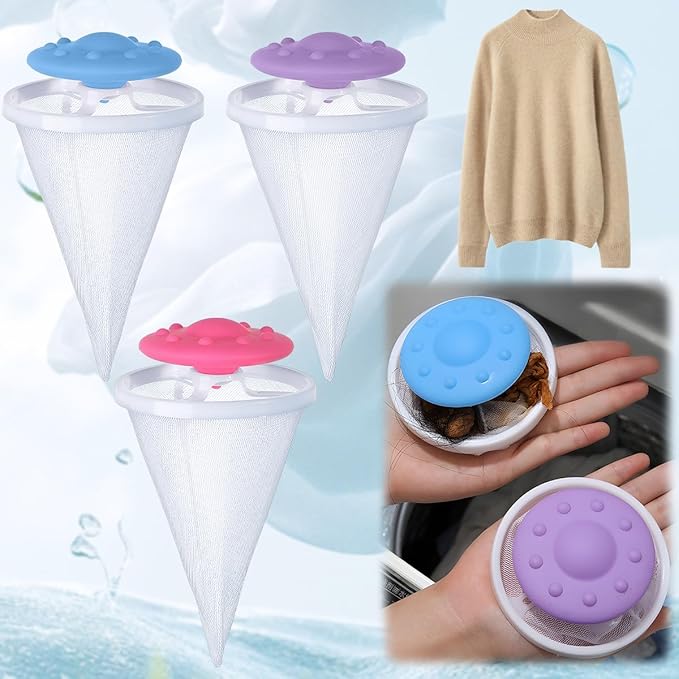 6pcs Pet Hair Remover for Laundry, Lint Catcher for Laundry, Washing Machine Floating Lint Mesh Bag, Reusable Household Hair Filter Washer Lint Trap Net Pouch, Dog Cat Pet Hair Catcher