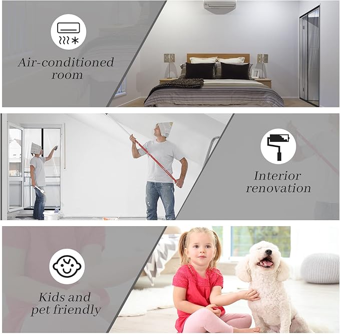Amylove Zipper 48 x 87 Inch Dust Barrier Door Kit Construction Door Barrier 4 x 7.25 ft Reusable Plastic Curtain Cover Containment Standard Doorway Temporary Wall Screen Sheeting for Bathroom Hallway