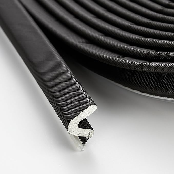 Weather Stripping Door Seal Strip - Soundproof Q-Shaped Foam for Exterior Door Frame, Large Gap Seal, Noise Cancelling, Easy to Install (Black, 60FT)