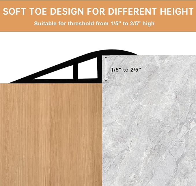 Vinyl Door Threshold Flooring Transition Strip Self Adhesive Carpet Edging Strip for Laminate Doorway Edge Threshold from 1/5" to 2/5" (Light Brown Wood Grain, 10 Ft)