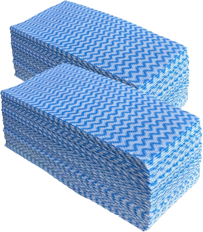 Disposable Cleaning Cloths Multi-Purpose Heavy Duty Disposable Dish Cloth Dish Rags for Kitchen, 7.87 x 15.75 inches -100 Counts/Pack,Blue