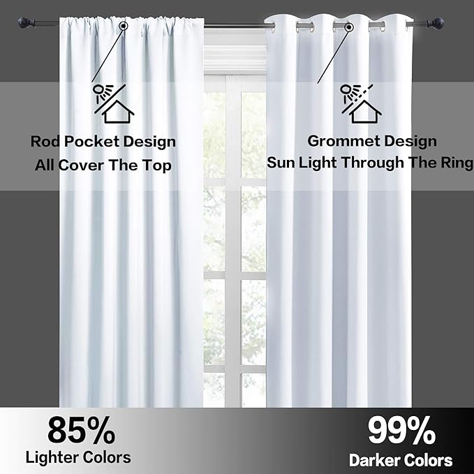 RYB HOME Extra Long Curtains 108 inches Length, Blackout Curtains for Living Room Ceiling to Floor Privacy Dividers Picture Window Drapes for Dining Room, W52 x L108 inches, 2 Pieces