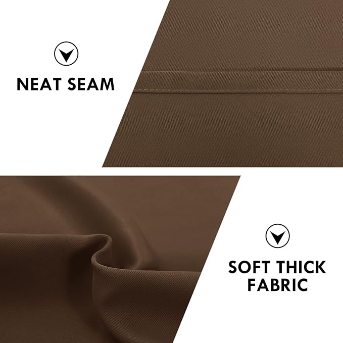 DWCN Blackout Curtains for Bedroom - Thermal Insulated Privacy Energy Saving Rod Pocket Drapes for Living Room, W 38 x L 63 Inch, Brown, Set of 2