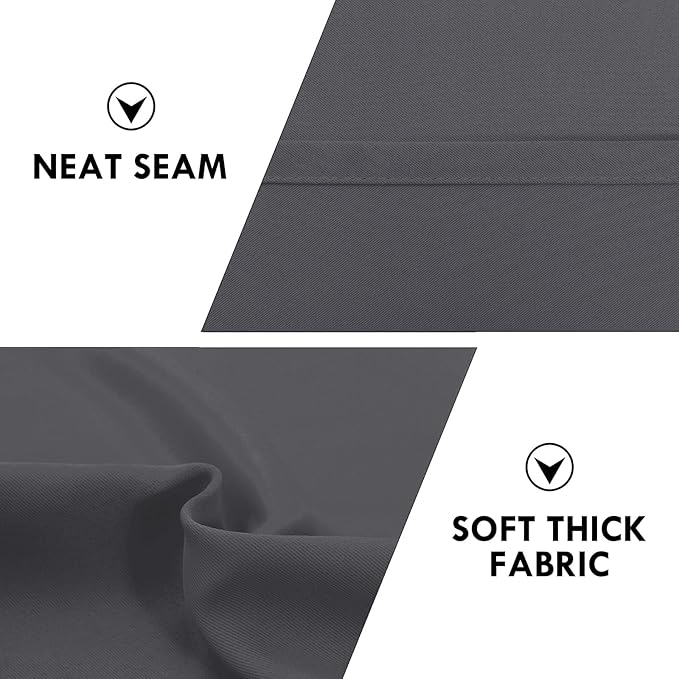 DWCN Bedroom Curtains Blackout Drapery Panels 54 Inch Length 2 Panels Set, Three Pass Microfiber Thermal Insulated Energy Saving Rod Pocket Window Treatment Drapes (W52 x L54 Inch, Dark Grey)