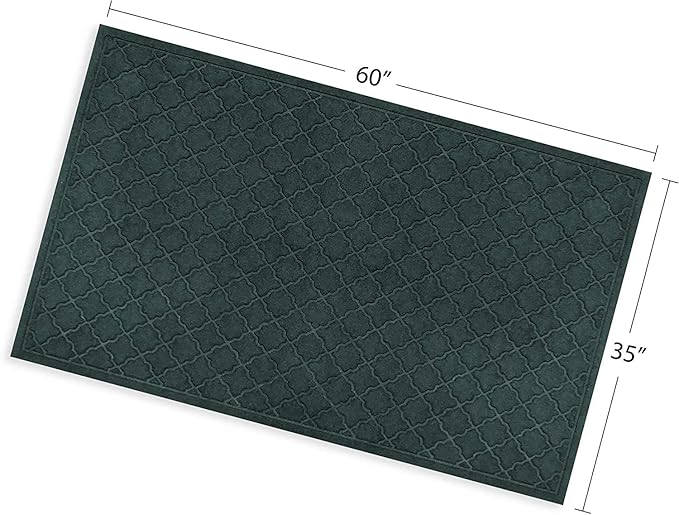 WaterHog Heavy Duty Doorway Mat, 3' x 5', Made in USA, Durable & Skid-Resistant Entryway Mat, Water-Trapping, Indoor/Outdoor Decorative Floor Covering, Cordova Collection, Evergreen
