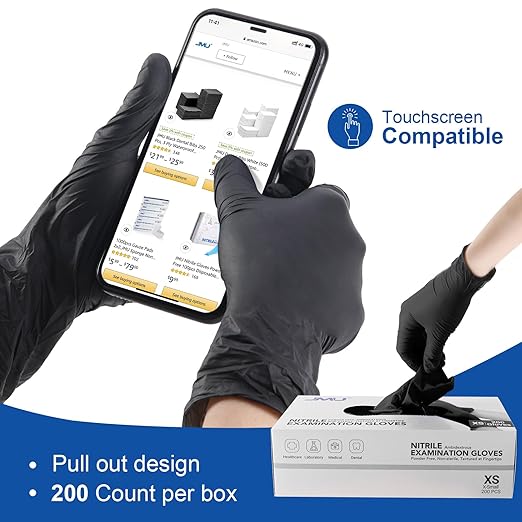 JMU Black Nitrile Gloves Medium Bulk, 2000 Count, 3.5Mil Disposable Nitrile Gloves Latex Free Powder Free