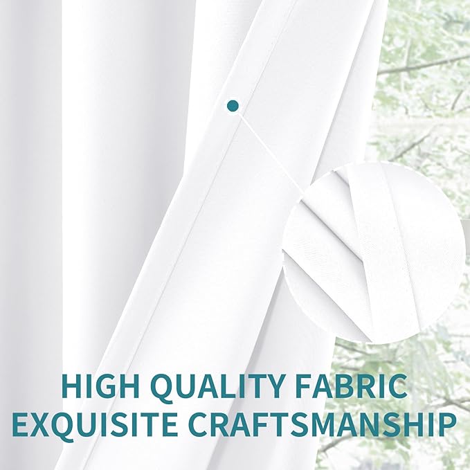 BGment White Short Curtains 30 Inches Length for Small Window - Rod Pocket Privacy Drapes for Kitchen Over Sink Bathroom Basement Cafe, 2 Panels, 42 x 30 Inch