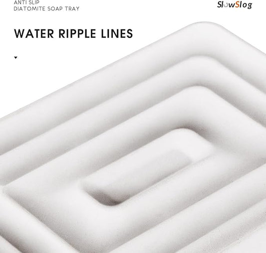 1 Pack Diatomite Soap Dish Holder, Quick Dry Stone Bath Tray, Diatomaceous Earth Stone Soap Holder, Water Absorbent Rectangular Soap Dish for Bar Soap, White