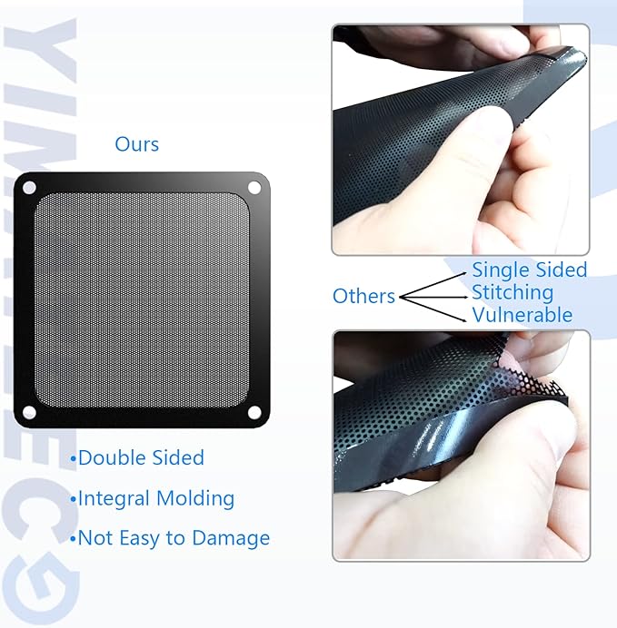 Dust Filter PC 140mm Computer Fan Filter Grills for Computer Cooler Fan/PSU/Routers 50 Mesh, Magnetic Frame PC Cooler Filter Dustproof Mesh (PVC, 140 * 140mm, 2pcs, White)