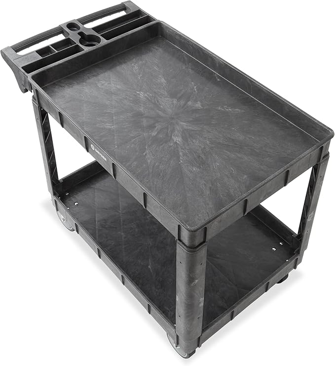 Dryser Utility Cart with Wheels, 46" x 25" Heavy Duty 550 lb. Capacity with Shelves - 2 Tier Rolling Cart with Two 5" Swivel Casters for Warehouse, Garage, Cleaning