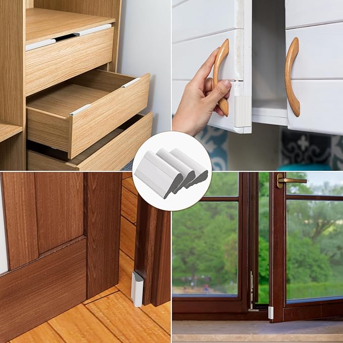Wedge-Shape Window Weather Stripping Door Frame Seal Strip 2Pcs×196" White,Upgrade Black Foam,Soundproofing,Draft Stopper,Winter Insulation,Noise Blocker, Gap Filler for Exterior Front Door Side
