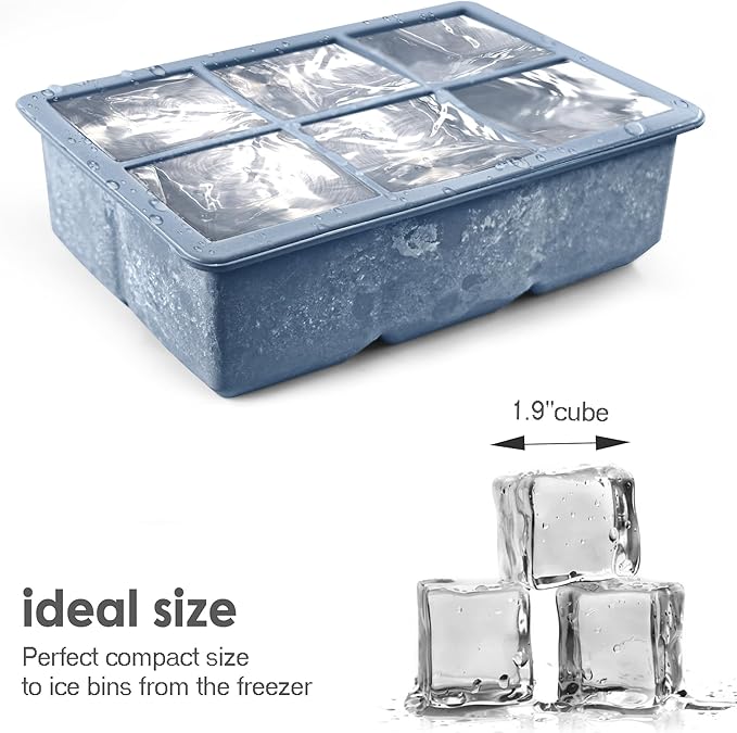 Silicone Ice Cube Trays 3 Pack - Large Size Silicone Ice Cube Molds with Leak Proof Removable Lid Square Ice Cube Tray And BPA Free for Cocktail,Whiskey, Stackable Flexible Ice