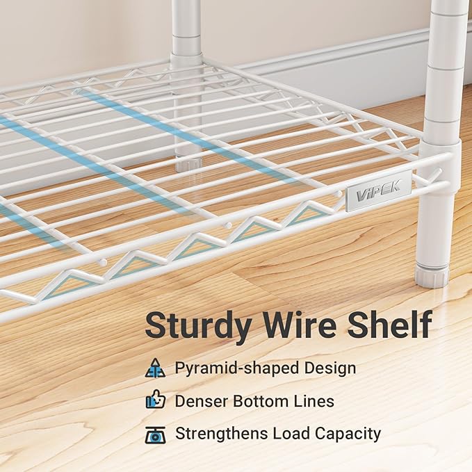 VIPEK L4 Garment Rack L Shaped Clothes Rack for Corner, Freestanding Portable Wardrobe Closet Heavy Duty Clothing Rack with 3 Hanging Rods & 2 Side Hooks, 43.3"Lx29.1"Wx76.4"H, Max Load 810LBS, White