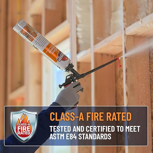 Kraken Bond Fastcoat Fire Rated Spray Foam Insulation Kit Closed Cell in a Can 20 sq ft (1x27.1 oz.) (R-Value 11.32 / 2in) - Spray Foam for Garage Door, Attic, Wall Gun & Cleaner Not Included, 1 Pack