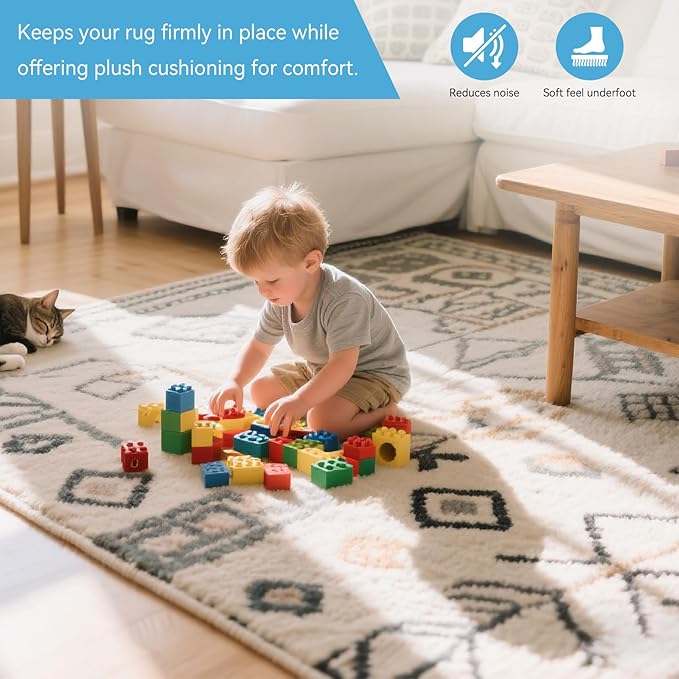 Warmstar 8x10 FT Non Slip Rug Pad,100% Waterproof Felt Rug Pad for Hardwood Floors,1/2” Thick Soft Carpet Pad with Natural Rubber Backing, Secure Grip & Floor Protection