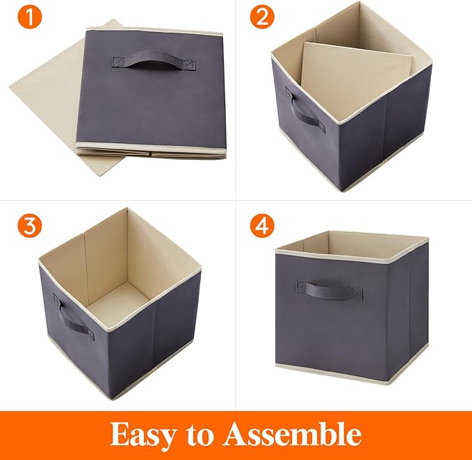 Lifewit Collapsible Fabric Storage Cubes Bins Set 11 Inch, Foldable Cubby Organizers Boxes, 6 Pack Organizing Baskets for Shelf, Closet, Utility Room, Storage Room, 18L Gray