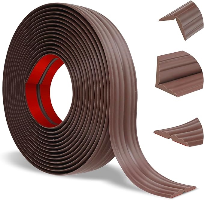 Wall Corner Protector Peel and Stick Corner Trim Molding Flexible Inside & Outside Wall Edge Guard Self Adhesive Moulding Trim for Edge Use, Brown, 2.3” W x 10’ L
