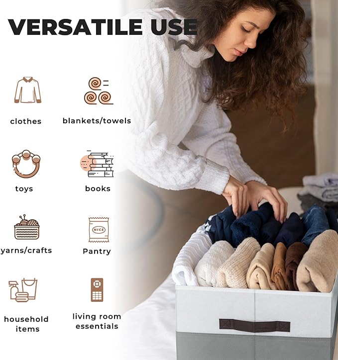 Criusia Extra Large Storage Bins 4 Pack - 16x12in Closet Organizers and Storage Baskets for Organizing Clothes Toy Blanket - Fabric Storage Cubes Containers for Shelves - All Room Organization