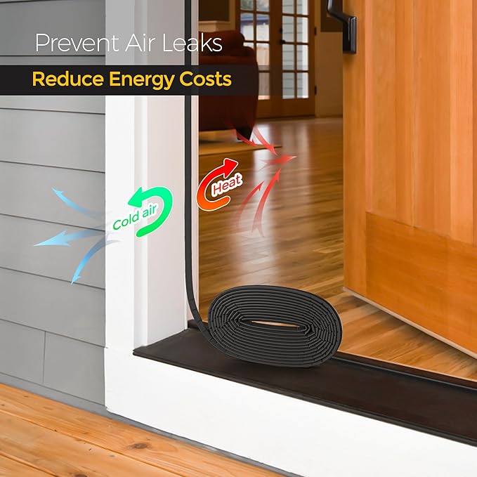 Weather Stripping Door Seal Strip - Soundproof Q-Shaped Foam for Exterior Door Frame, Large Gap Seal, Noise Cancelling, Easy to Install (Black, 60FT)