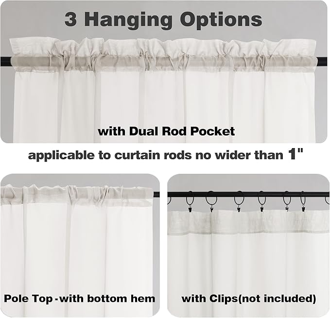 Chyhomenyc Sheer Curtains 72 Inch Length 2 Panels, Short Window Curtain Drapes Semi Transparent Voile Rod Pocket Curtains for Dining Bedroom Nursery Living Room, 42W x 72L inch, Ivory