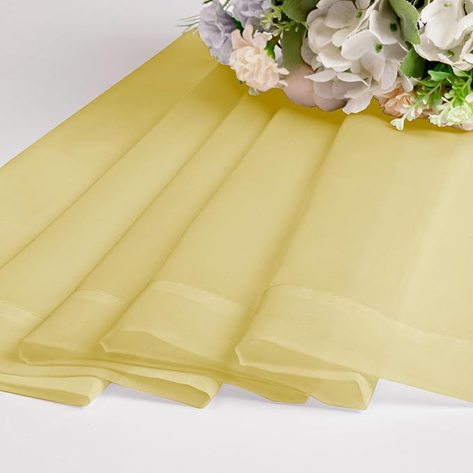 Chyhomenyc Yellow Sheer Curtains 72 Inch Length 2 Panels, Light Filtering Soft Airy Rod Pocket Voile Window Curtain Drapes for French Door Bedroom Living Room, Each 42Wx72L Inches