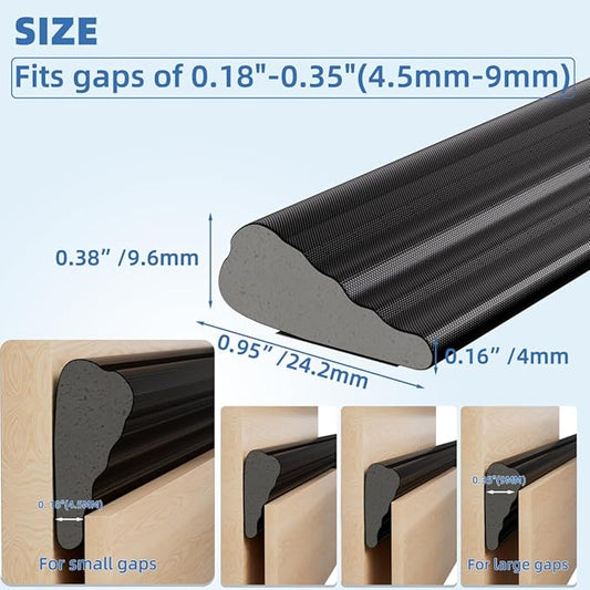 Wedge-Shape Window Weather Stripping Door Frame Seal Strip 196” Black,Upgrade Black Foam,Soundproofing,Draft Stopper,Winter Insulation,Noise Blocker, Gap Filler for Exterior Front Door Side