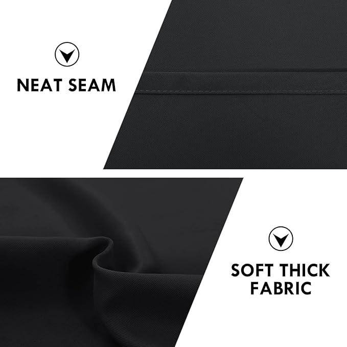 DWCN Blackout Curtains for Living Room Thermal Insulated, Energy Saving & Noise Reducing Bedroom Curtains, Black, W 70x L 63 Inch, Set of 2 Rod Pocket Curtain Panels
