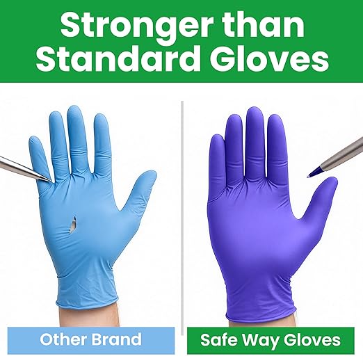 SafeWay Nitrile Disposable Gloves — Multi-Purpose Powder-Free, Non-Latex, Medical Use, and Textured Fingertips for Food Prep, Cleaning, Tattoo, Nursing, Lab, Examination, & More — (10000 pcs, Small)