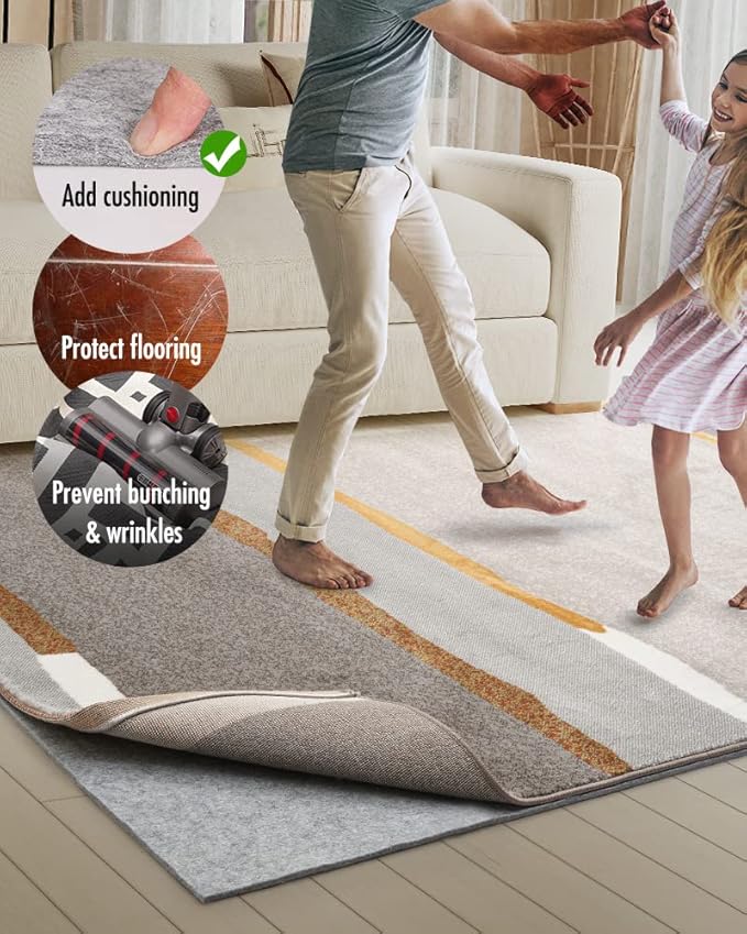 Non Slip Rug Pad Gripper - 9x12 Feet 1/4” Extra Thick Felt Under Rug for Area Rugs and Hardwood Floors,Super Cushioned Non Skid Carpet Padding