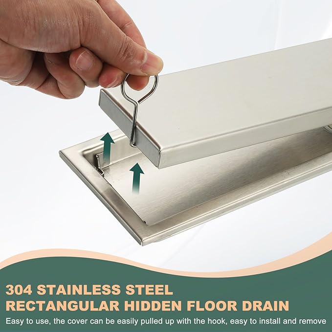 uxcell Rectangular Shower Drain, Brushed 304 Stainless Steel Odor-Proof Floor Drain Linear Shower Drain Hair Catcher for Bathroom Kitchen and Laundry Room(8 Inch, Gold)
