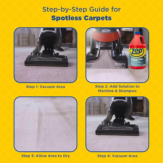 Zep Premium Carpet Cleaner Shampoo - 1 Gallon (Case of 2) ECZUPXC1282 - Pro Strength Deep Cleaning and Stain Removal, Restores and Renews Worn and Soiled Carpets
