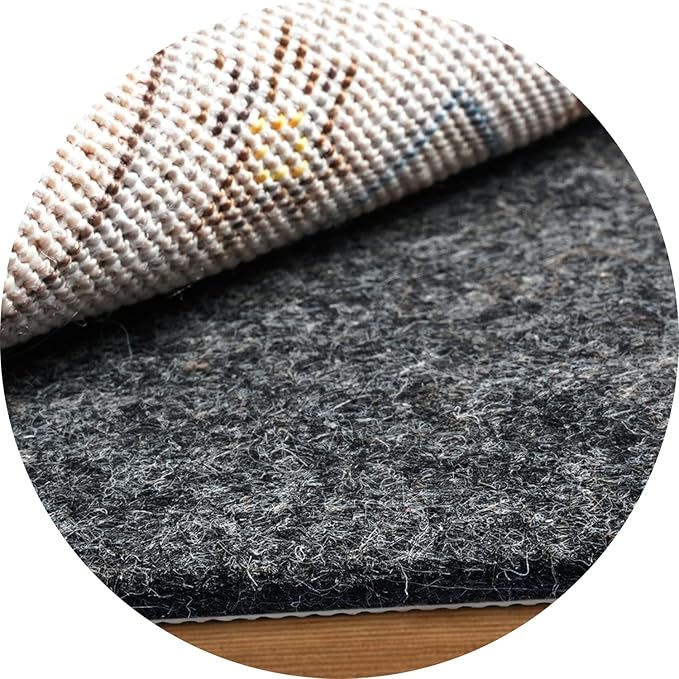 BAGAIL Felt and Natural Rubber Backing Rug Pads 1/4” Thick, Round 8 Ft Non Slip Carpet Gripper Keep Rugs in Place, Under Area Rug Protective Cushioned Pads, Carpet Runners, Hardwood Floors Protection