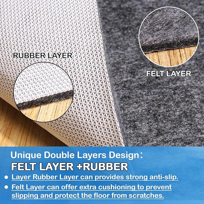 Non-Slip Rug Pads 7 x 10ft, 100% Waterproof Extra Large Area Rugs Non Skid Rug Pad for All Floors and Finishes Durable Hardwood Floor Protective Felt Keeps Rugs in Place, Safe and Secure