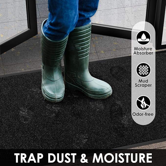 2′ x 62′ Front Door Mat Indoor Outdoor Entrance, Commercial Floor Mat Heavy Duty Dirt Trapper Entryway Doormat, Custom Size Non Slip Rubber Backing Welcome mat, Door Mat for High Traffic Area