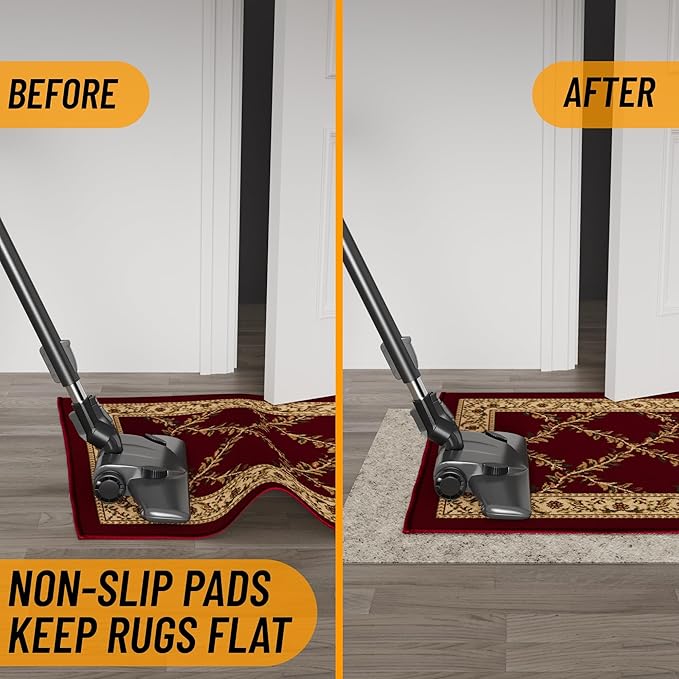 Ottomanson 2'7" x 11' Non-Slip Rug Pad Gripper 1/12 Inch Ultra Thin Dual Surface Felt + Rubber Gripper - Safe for All Floors, Cream