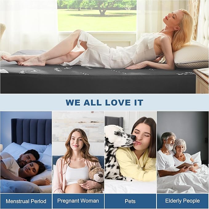 BEDLORE Full Size Mattress Protector Waterproof, Mattress Pad Fitted 6-15 Inch Deep Pocket, 3D Air Fabric Soft Double Bed Mattress Cover Noiseless Washable for Home, College Dorm, Gray