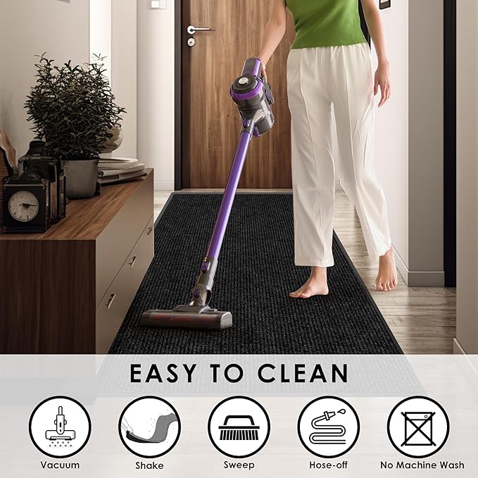 3′ x 8′ Front Door Mat Indoor Outdoor Entrance, Commercial Floor Mat Heavy Duty Dirt Trapper Entryway Doormat, Custom Size Non Slip Rubber Backing Welcome mat, Door Mat for High Traffic Area