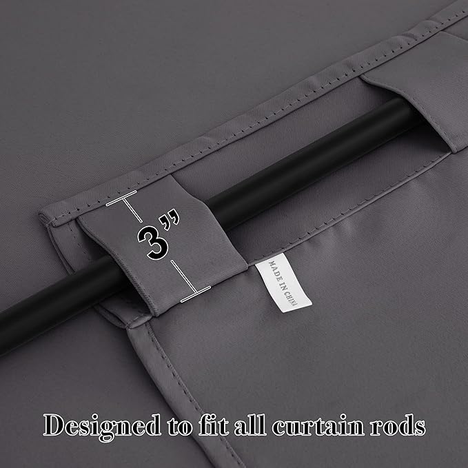 RYB HOME Grey Blackout Curtains - Thermal Insulated Window Drapes for Bedroom Kitchen Dining, Sunlight Block Blinds for Nursery Kid's Room, 42 Width by 54 Length, Gray, 2 Panels