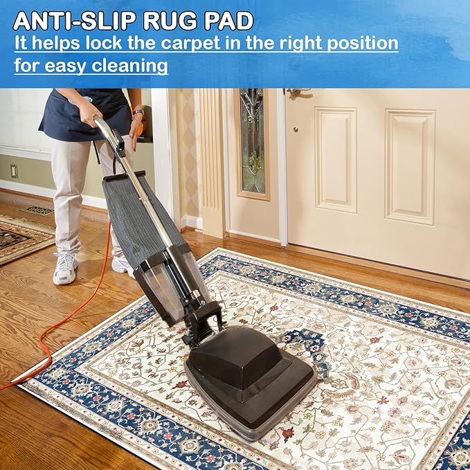 Non-Slip Rug Pads 7 x 10ft, 100% Waterproof Extra Large Area Rugs Non Skid Rug Pad for All Floors and Finishes Durable Hardwood Floor Protective Felt Keeps Rugs in Place, Safe and Secure