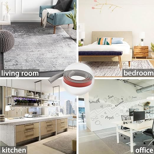 Self Adhesive Carpet Transition Strip with Edge Trim, Designed for Seamless Transitions from Carpet to Tile or Vinyl Floors, Perfect for Doorways.(Gray,10ft)
