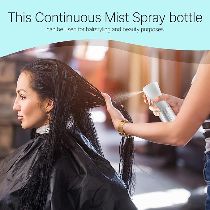 BeautifyBeauties Hair Spray Bottle – Ultra Fine Continuous Water Mister for Hairstyling, Cleaning, Plants, Misting & Skin Care (Clear, 6.8 Ounces)