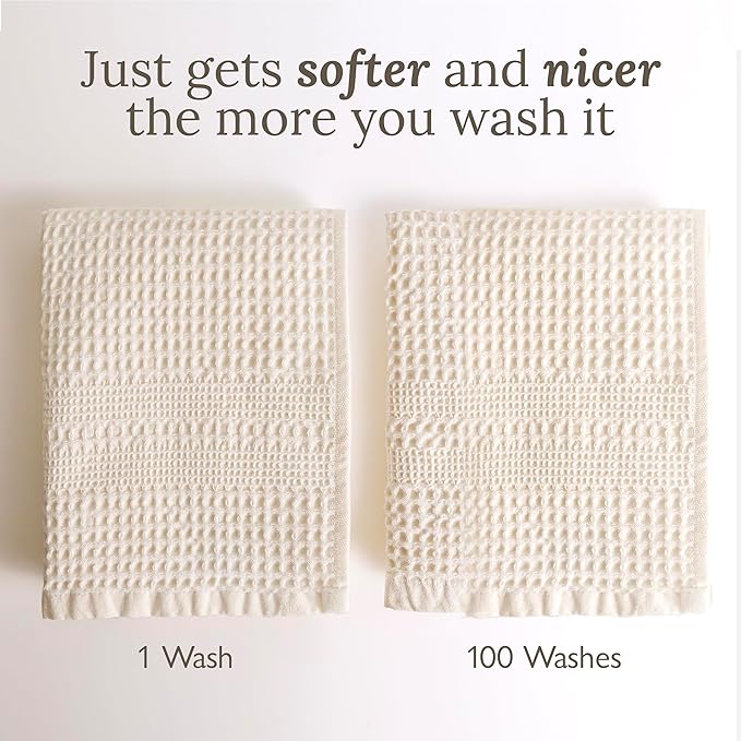 GILDEN TREE Waffle Bath Sheet Large Bath Towels Quick Dry Thin Body Towels, 40x80 Oversized Bath Towels for Adults, 2 Pack Bath Sheet Set, Classic Style (Pewter)
