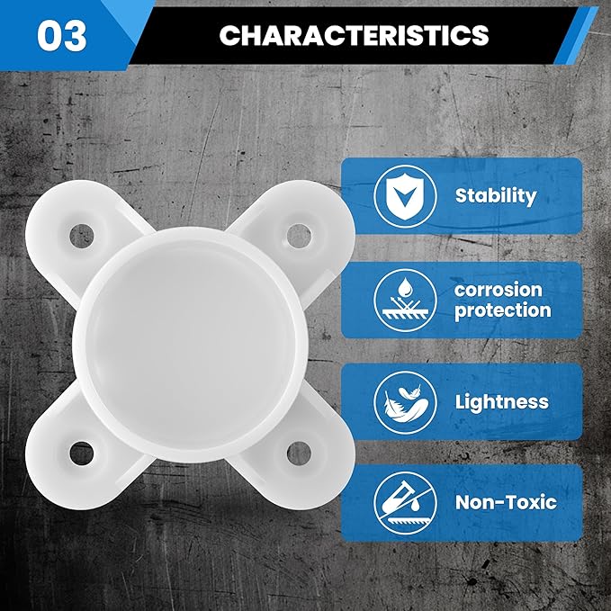 10 Pcs 3/4" PVC Flange Fittings, Table Screw Caps PVC Fittings for DIY Table Leg Support Feet, Furniture and Storage Shelves