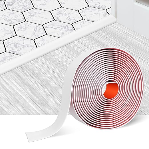 Floor Transition Strip Self Adhesive Floor Cover Strips Laminate 2" Wide Vinyl Flat Divider Transitions (5cm, 10Ft, White)